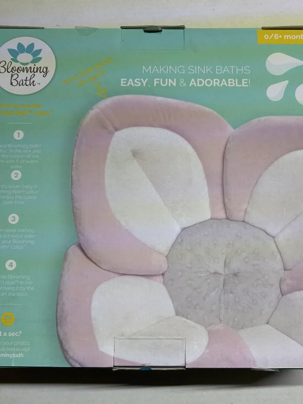 Blooming Baby Bath Lotus Pink White Gray flower mat infant plush spa